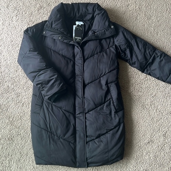 NWT Universal Standard for J. Crew Chevron Black Puffer Coat - Picture 5 of 12